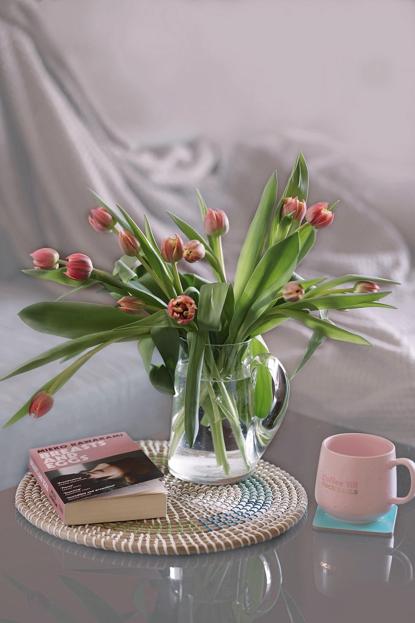 tulip, flower background, flower wallpaper, home, nature, beautiful flowers, vase, pocketbook, pink, flower